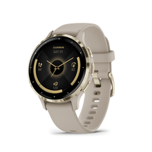 Kép betöltése a galériamegjelenítőbe: Garmin | VENU 3S FRANCIA SZÜRKE-KRÉMARANY, SZILIKON SZÍJJAL