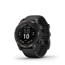 Kép betöltése a galériamegjelenítőbe: Garmin | FENIX 7 PRO SAPPHIRE SOLAR, SZÜRKE DLC TITÁNIUM, FEKETE SZILIKON SZÍJJAL (ED XD)
