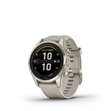 Load image into Gallery viewer, Garmin | FENIX 7S PRO SAPPHIRE, KRÉMARANY, HOMOKKŐ SZÍNŰ SZILIKON SZÍJJAL (ED XD)
