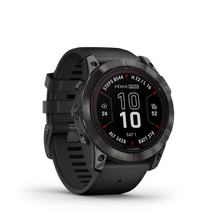 Load image into Gallery viewer, Garmin | FENIX 7X PRO SAPPHIRE SOLAR, SZÜRKE DLC TITÁNIUM, FEKETE SZILIKON SZÍJJAL (ED XD)
